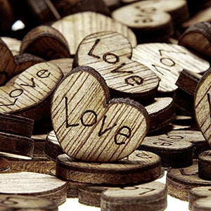 100pcs Rustic Wooden Love Heart Wedding Table Scatter Decoration Crafts Children's DIY Manual Patch - Decotree.co Online Shop