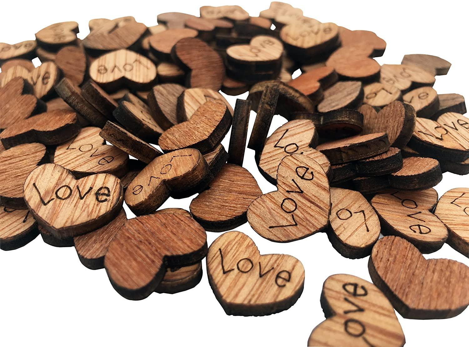 100pcs Rustic Wooden Love Heart Wedding Table Scatter Decoration Crafts Children's DIY Manual Patch - Decotree.co Online Shop