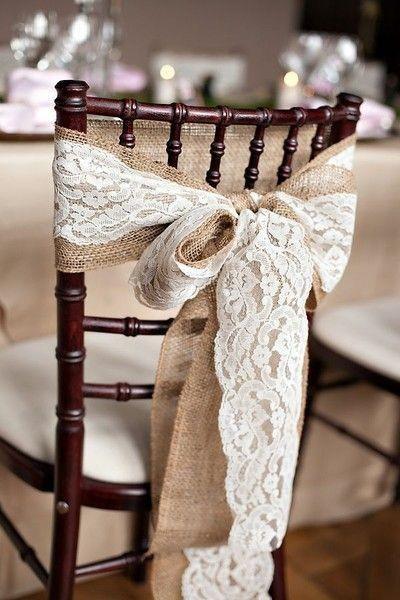 5pcs Burlap Lace Chair Sashes Hessian Jute Chair Cover Bows Rustic Linen Lace Chair Bows for Wedding Decoration - Decotree.co Online Shop