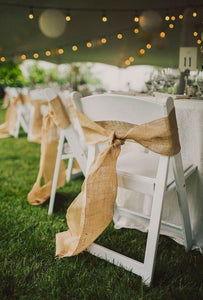 6"X108" Natural Jute Burlap Chair Bow Sashes for Wedding Event Party Ceremony Reception - Decotree.co Online Shop