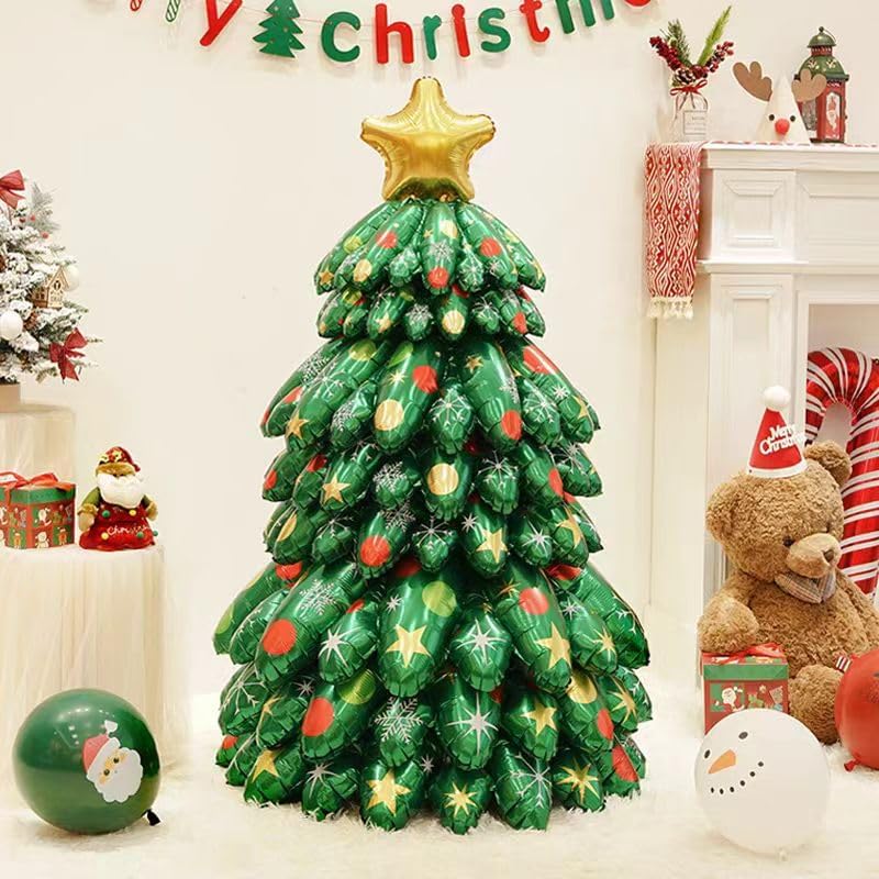 4.3FT Inflatable Christmas Tree Foil Balloons / Big Holiday Balloons for Christmas Party Decoration