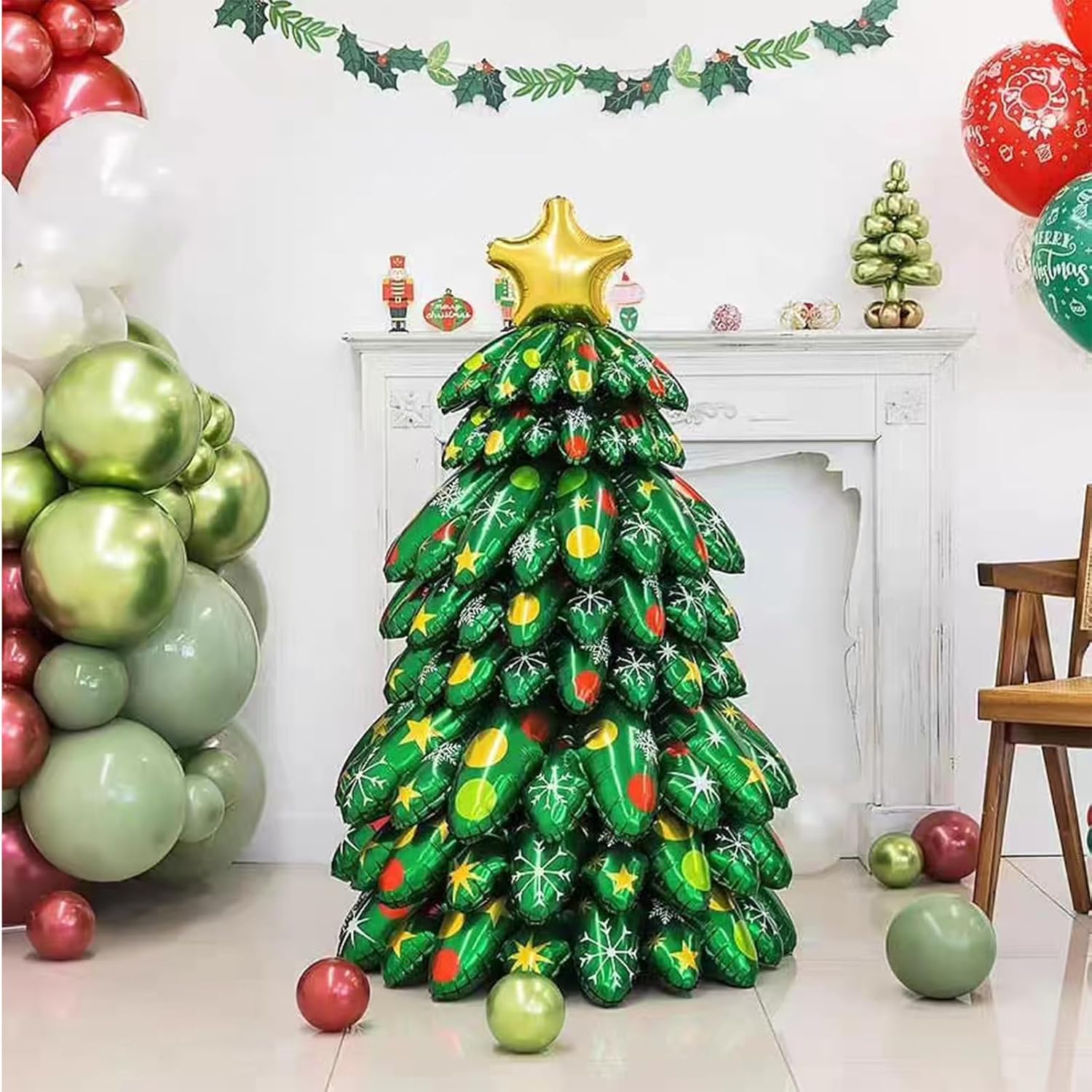 4.3FT Inflatable Christmas Tree Foil Balloons / Big Holiday Balloons for Christmas Party Decoration