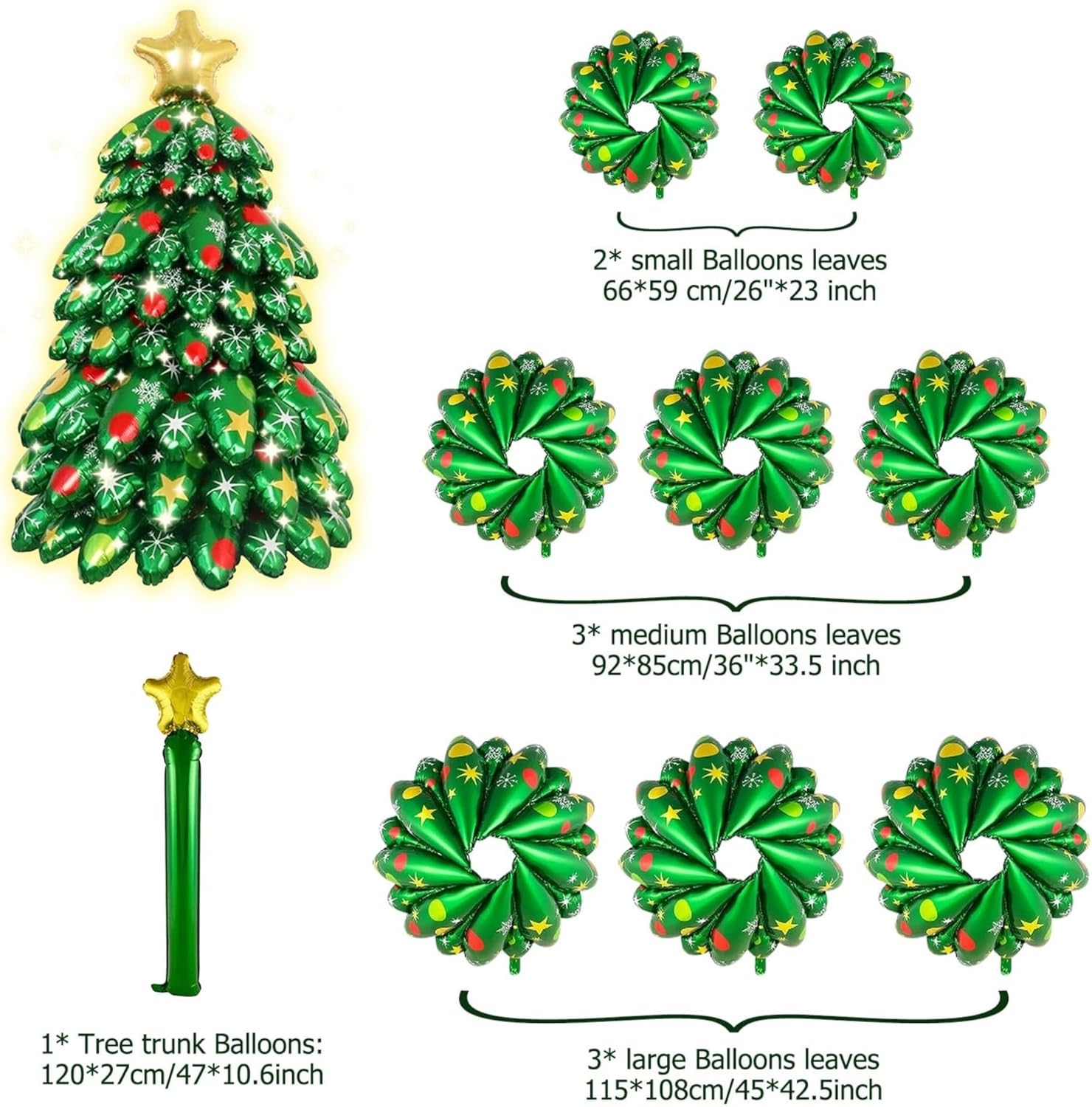 4.3FT Inflatable Christmas Tree Foil Balloons / Big Holiday Balloons for Christmas Party Decoration