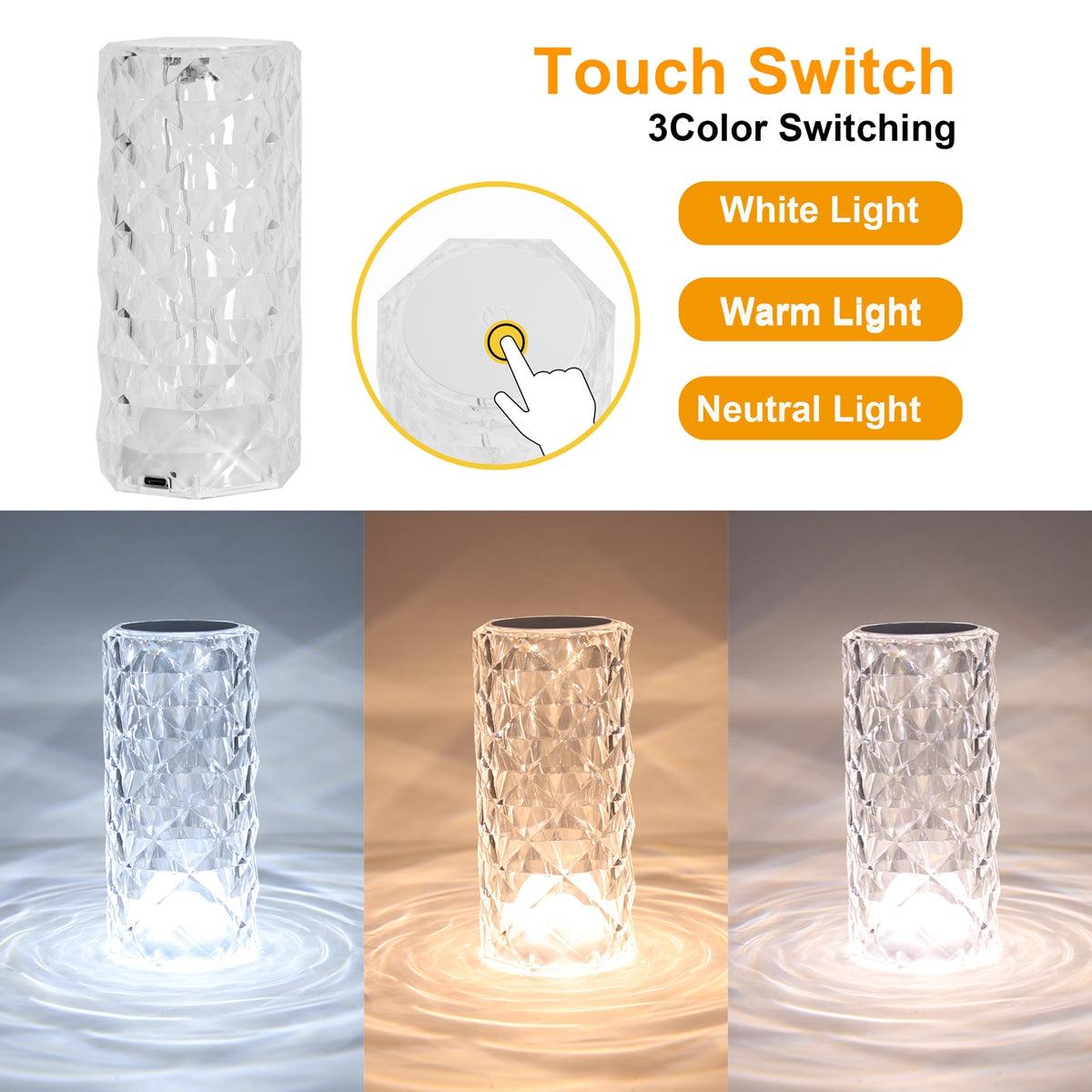 Crystal Table Lamp Rose Lamp, 16 Colors Changing, RGB Touch Lamp with Remote Control - Decotree.co Online Shop