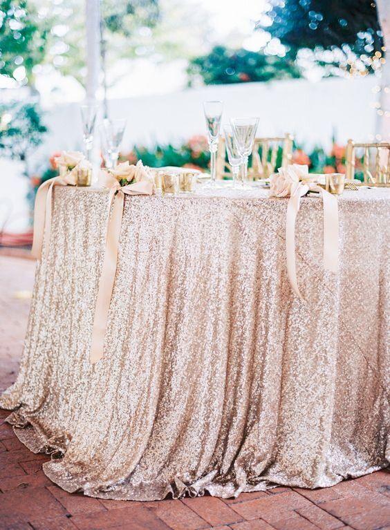 Glittery Sequin Table Runner Sequin Fabric Tablecloth for Wedding Reception - Decotree.co Online Shop