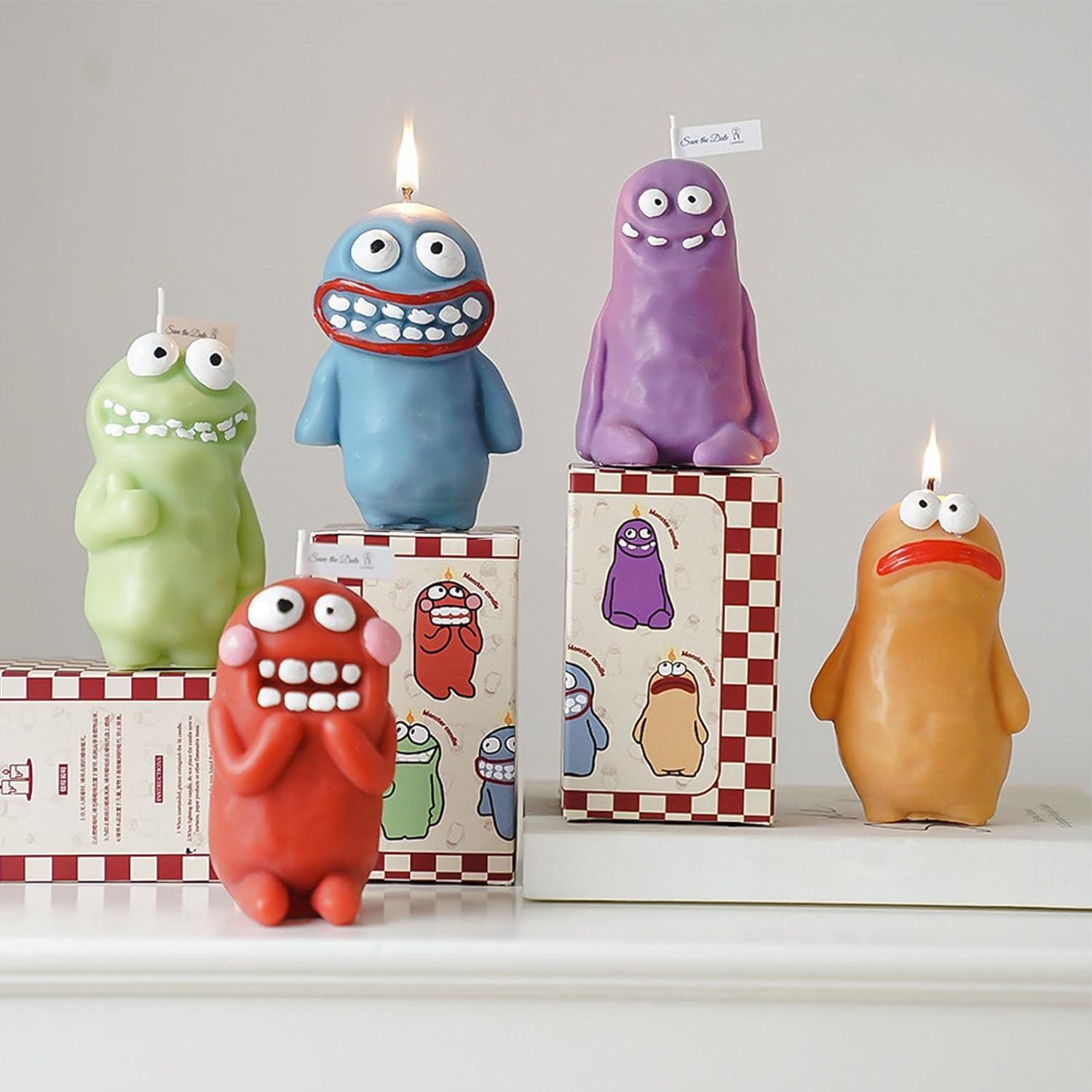 Set of 5 Cute Scented Candles, Clay Monster and Rice Dumpling Shape, Fun Gift for Friends, Kids - Decotree.co Online Shop