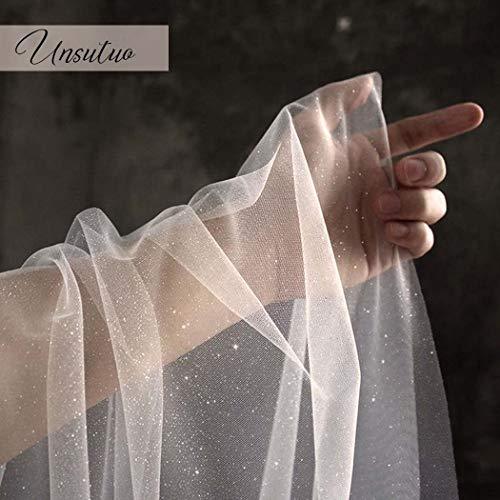 1 Tier Glitter Bride Wedding Veil Fingertip Bachelorette Party Veil Sparking Bridal Veil for Women and Girls (Ivory) - Decotree.co Online Shop