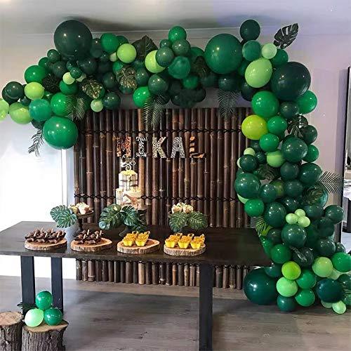 100 Pack Green Latex Balloons, Dark Green Balloons and Light Green Balloons with Green Ribbon for Jungle Safari St. Patrick's Day Party Decorations. - Decotree.co Online Shop