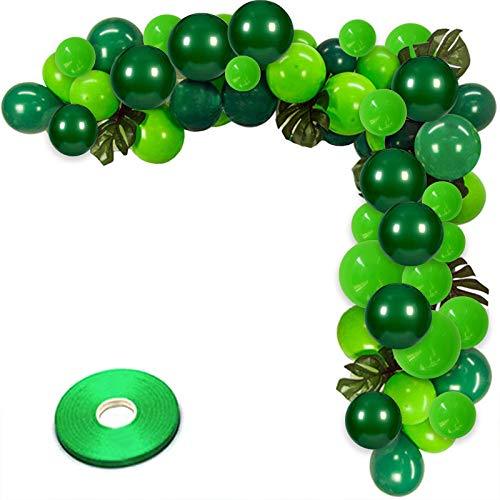 100 Pack Green Latex Balloons, Dark Green Balloons and Light Green Balloons with Green Ribbon for Jungle Safari St. Patrick's Day Party Decorations. - Decotree.co Online Shop