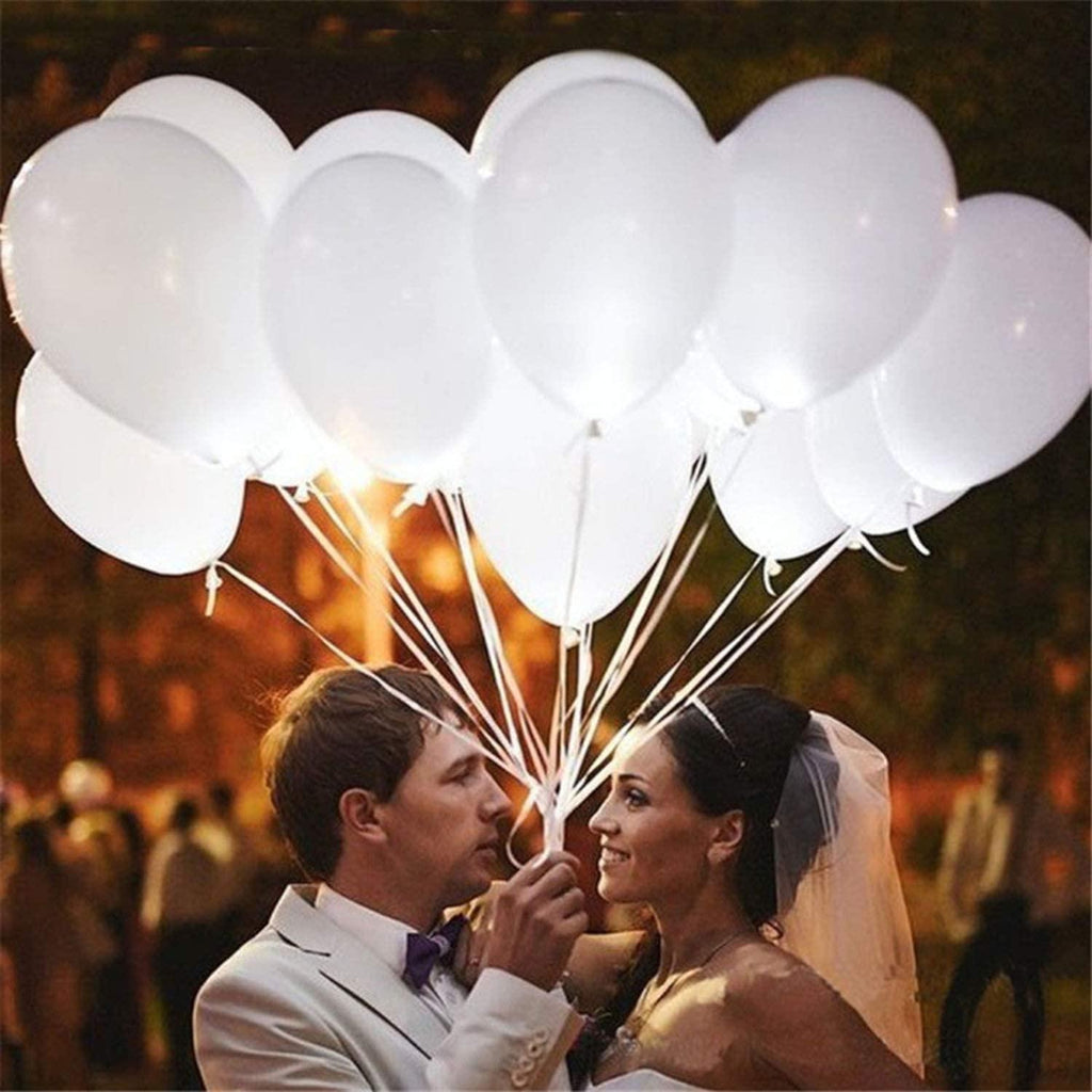 100 Pack | 12'' White Latex LED Light Up Balloons Glow Party Decor Ideas - Decotree.co Online Shop