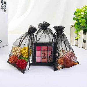 100PCS 4x6" (10x15cm) Sheer Drawstring Gift Bags, Black Organza Wedding Party Favor Pouches - Decotree.co Online Shop