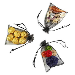 100PCS 4x6" (10x15cm) Sheer Drawstring Gift Bags, Black Organza Wedding Party Favor Pouches - Decotree.co Online Shop