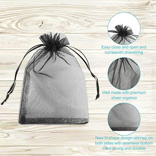 100PCS 4x6" (10x15cm) Sheer Drawstring Gift Bags, Black Organza Wedding Party Favor Pouches - Decotree.co Online Shop