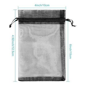 100PCS 4x6" (10x15cm) Sheer Drawstring Gift Bags, Black Organza Wedding Party Favor Pouches - Decotree.co Online Shop