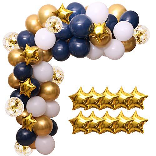 100pcs Navy Blue Balloon Garland Kit, Blue And White Balloons With Gold Balloons and Star Foil Balloons for Birthday Christmas Baby Shower - Decotree.co Online Shop