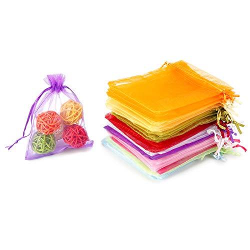 100PCS Organza Gift Bags, 4x4.72" Mixed Color Wedding Favor Bags with Drawstring - Decotree.co Online Shop