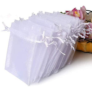 100PCS Premium Sheer Organza Bags, White Wedding Favor Bags with Drawstring - Decotree.co Online Shop