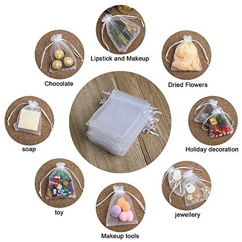 100PCS Premium Sheer Organza Bags, White Wedding Favor Bags with Drawstring - Decotree.co Online Shop