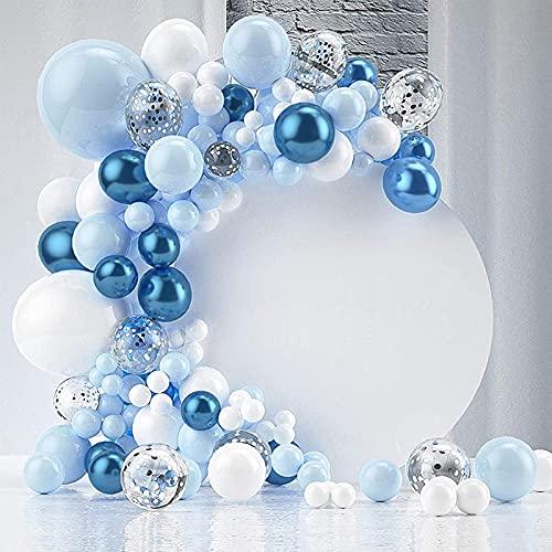 104pcs Party Balloon Arch kit Blue White Chrome Balloons Party Decoration Baby Show Birthday Wedding Pastel Balloon Decor - Decotree.co Online Shop