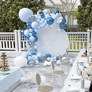 104pcs Party Balloon Arch kit Blue White Chrome Balloons Party Decoration Baby Show Birthday Wedding Pastel Balloon Decor - Decotree.co Online Shop