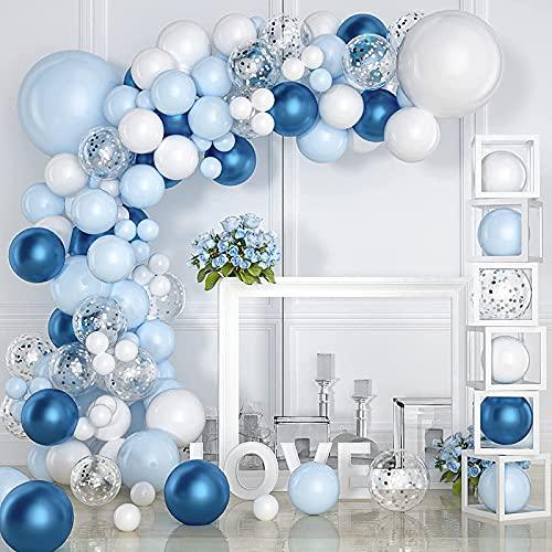 104pcs Party Balloon Arch kit Blue White Chrome Balloons Party Decoration Baby Show Birthday Wedding Pastel Balloon Decor - Decotree.co Online Shop