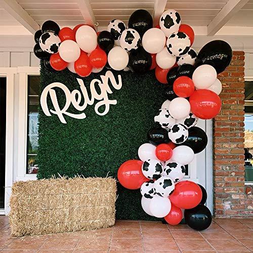 105pcs Balloon Garland Arch Kit, 12inch Cow Printed Balloons, White Black Red Yellow Balloons Kid’s Birthday Party Supplies - Decotree.co Online Shop