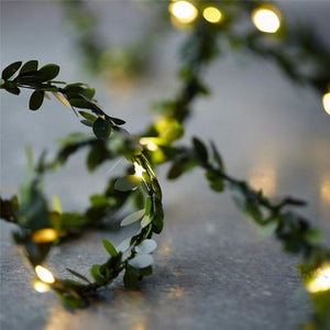 10ft Green Leaves Garland LED Fairy Lights, String Lights, 30 LEDs Lights Strands, Wedding Vine Lights - Decotree.co Online Shop