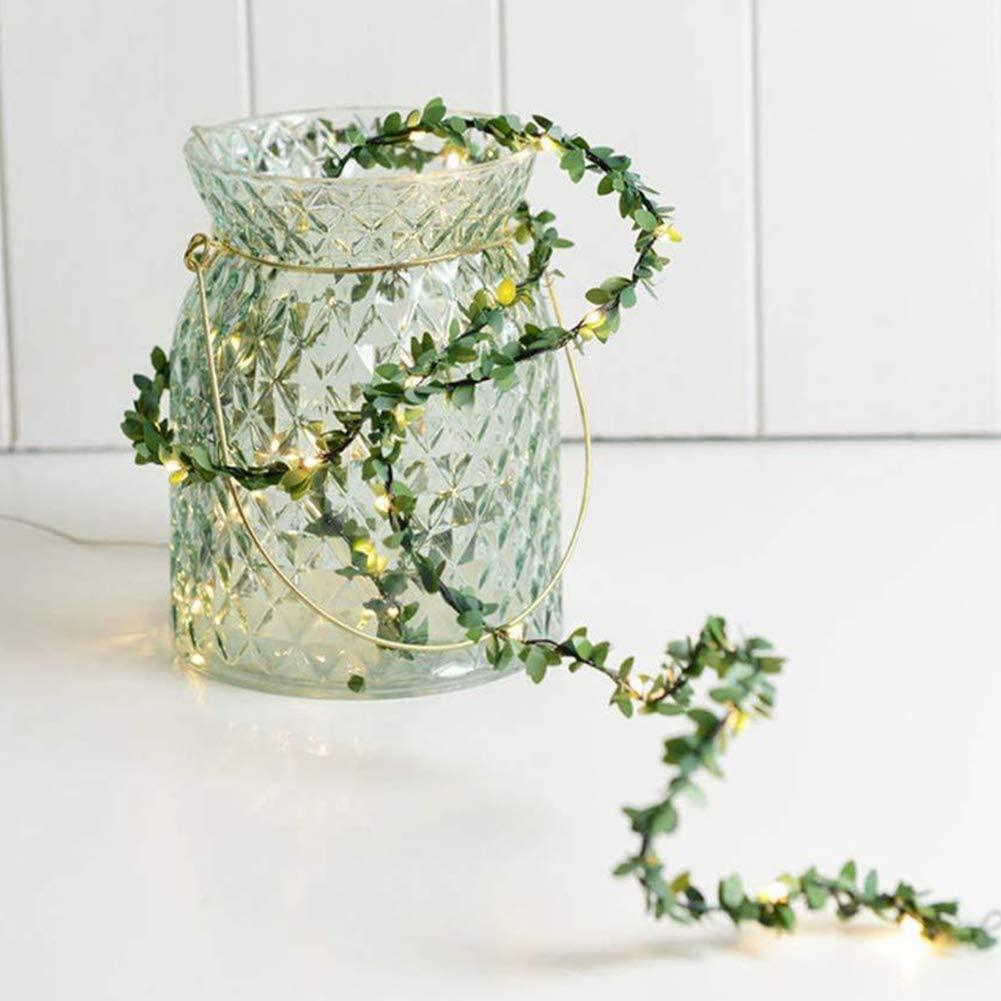 10ft Green Leaves Garland LED Fairy Lights, String Lights, 30 LEDs Lights Strands, Wedding Vine Lights - Decotree.co Online Shop