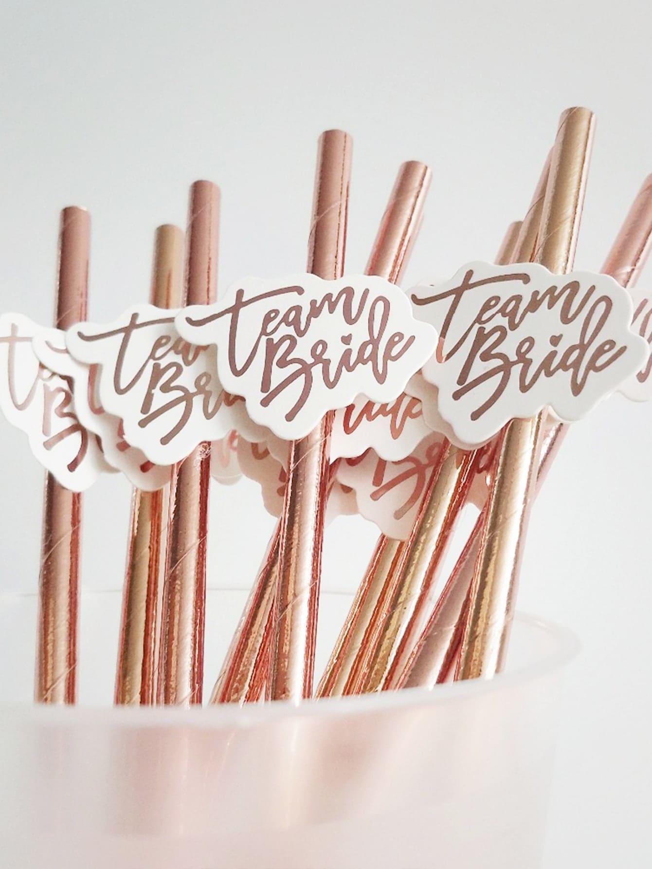 10pcs Bachelor Party Disposable Straw, Rose Gold Paper Straw for Bridal Shower Party - Decotree.co Online Shop