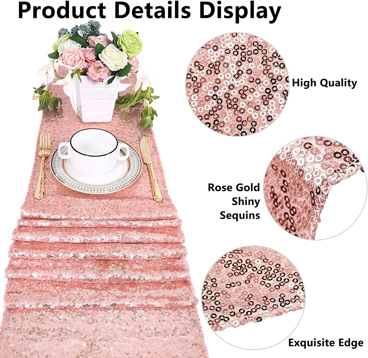 10pcs Sequin Table Runner Sequin Table Cloth for Rectangle Tables Covers for Wedding Engagement - Decotree.co Online Shop