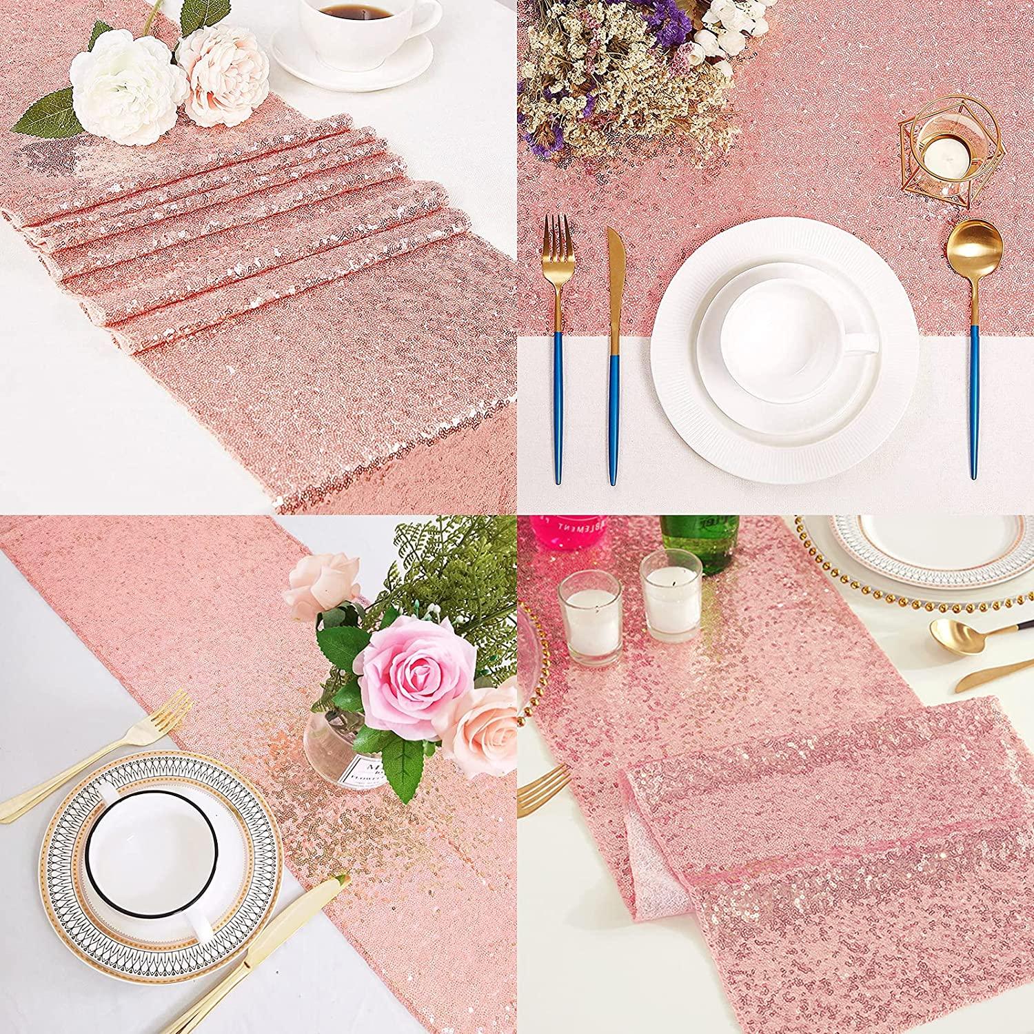 10pcs Sequin Table Runner Sequin Table Cloth for Rectangle Tables Covers for Wedding Engagement - Decotree.co Online Shop