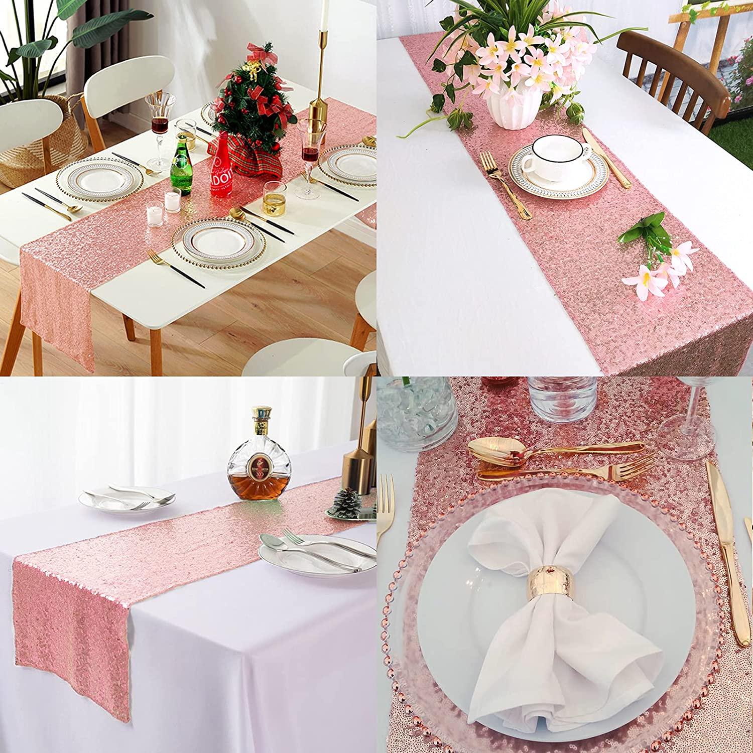 10pcs Sequin Table Runner Sequin Table Cloth for Rectangle Tables Covers for Wedding Engagement - Decotree.co Online Shop