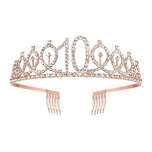 10th Birthday Sash and Tiara for Girls, Rose Gold Birthday Sash Crown 10 & Fabulous Sash and Tiara for Girls, 10th Birthday Gifts for Happy 10th Birthday Party Favor Supplies - Decotree.co Online Shop