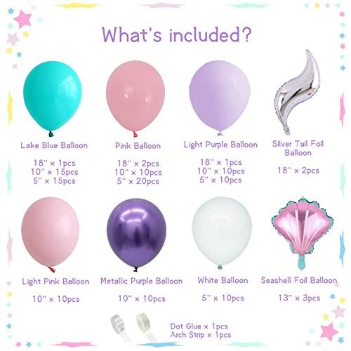 119Pcs Mermaid Balloon Garland Kit, Mermaid Tail Arch Party Decorations with Pink Purple Blue Balloons for Girls Mermaid Birthday Party Under The Sea Party - Decotree.co Online Shop