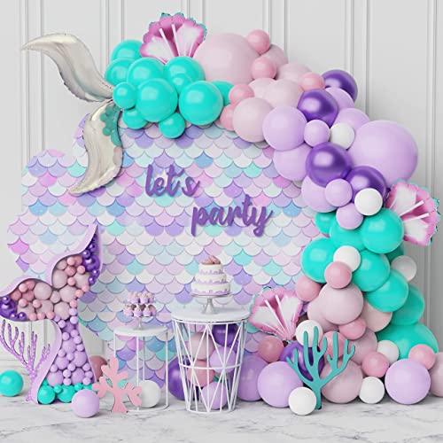 119Pcs Mermaid Balloon Garland Kit, Mermaid Tail Arch Party Decorations with Pink Purple Blue Balloons for Girls Mermaid Birthday Party Under The Sea Party - Decotree.co Online Shop