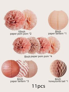 11pcs Paper Flower & Paper Lantern Set - Decotree.co Online Shop