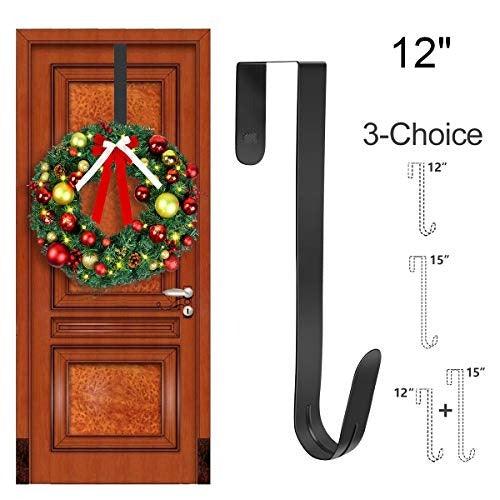 12"/15" Wreath Hanger for Front Door - Large Wreath Metal Hook for Christmas Wreath Over The Door Single Hook, Black - Decotree.co Online Shop