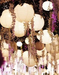 12 Packs LED Paper Lantern with Lights ,6" 8" 10" 12" Round Hanging Chinese/Japanese Ball Lantern for Wedding - Decotree.co Online Shop