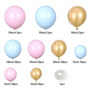 120PCS Gender Reveal Balloon Garland kits Chrome Metallic Latex Balloons 18/10/5inch Pearl Balloons for Birthday Party Celebration - Decotree.co Online Shop