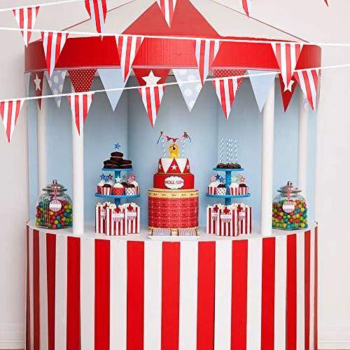 120pcs Red and White Striped Pennant Banner Flags, Party Supplies for Carnival Circus, Kids Birthday - Decotree.co Online Shop