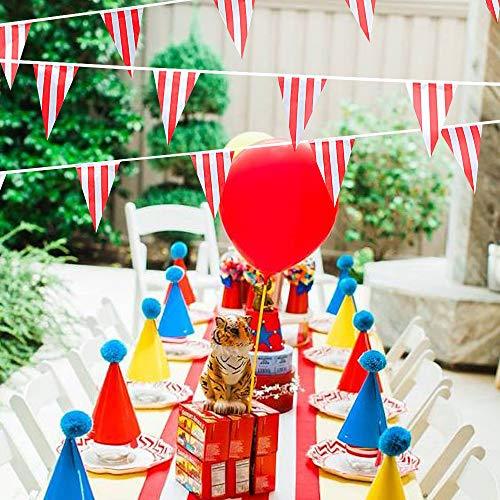 120pcs Red and White Striped Pennant Banner Flags, Party Supplies for Carnival Circus, Kids Birthday - Decotree.co Online Shop