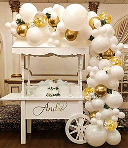 120pcs White Gold Balloon Garland Arch Kit 5 Inch 10 Inch 12 Inch White Gold Confetti Balloons Set for Birthday - Decotree.co Online Shop