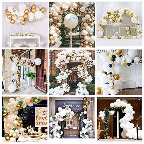 120pcs White Gold Balloon Garland Arch Kit 5 Inch 10 Inch 12 Inch White Gold Confetti Balloons Set for Birthday - Decotree.co Online Shop