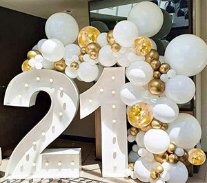 120pcs White Gold Balloon Garland Arch Kit 5 Inch 10 Inch 12 Inch White Gold Confetti Balloons Set for Birthday - Decotree.co Online Shop