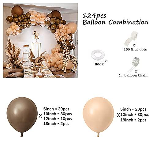 124pcs Party Balloon Arch kit Peach Brown Balloons Party Decoration Baby Show Birthday Wedding Pastel Balloon Decor - Decotree.co Online Shop