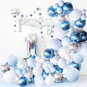 126 Pieces/PCS Metallic Blue White and Silver Confetti Latex Balloons for Baby Shower Birthday Wedding - Decotree.co Online Shop