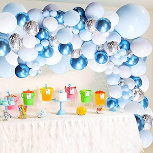 126 Pieces/PCS Metallic Blue White and Silver Confetti Latex Balloons for Baby Shower Birthday Wedding - Decotree.co Online Shop