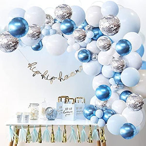 126 Pieces/PCS Metallic Blue White and Silver Confetti Latex Balloons for Baby Shower Birthday Wedding - Decotree.co Online Shop