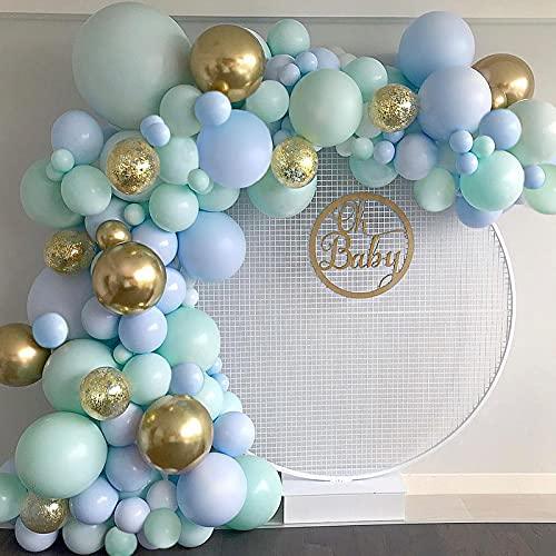 126Pcs Mint Green Balloon Blue Balloon Garland Arch Kit Confetti Gold Metallic Balloons for Wedding Baby Shower Birthday Graduation Party Decorations - Decotree.co Online Shop