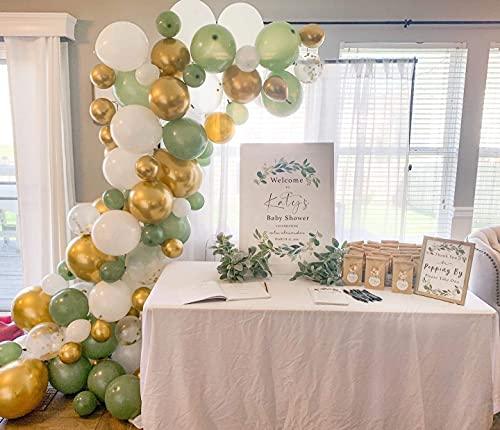 127PCS Olive Green Balloon Garland Arch Kit White Gold Confetti Balloons Retro Green Balloons for Baby Shower - Decotree.co Online Shop